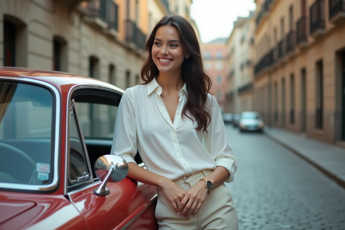 Jeune femme souriante près d