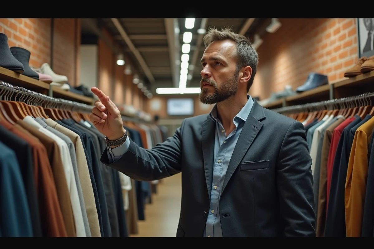 Homme regardant des vêtements d