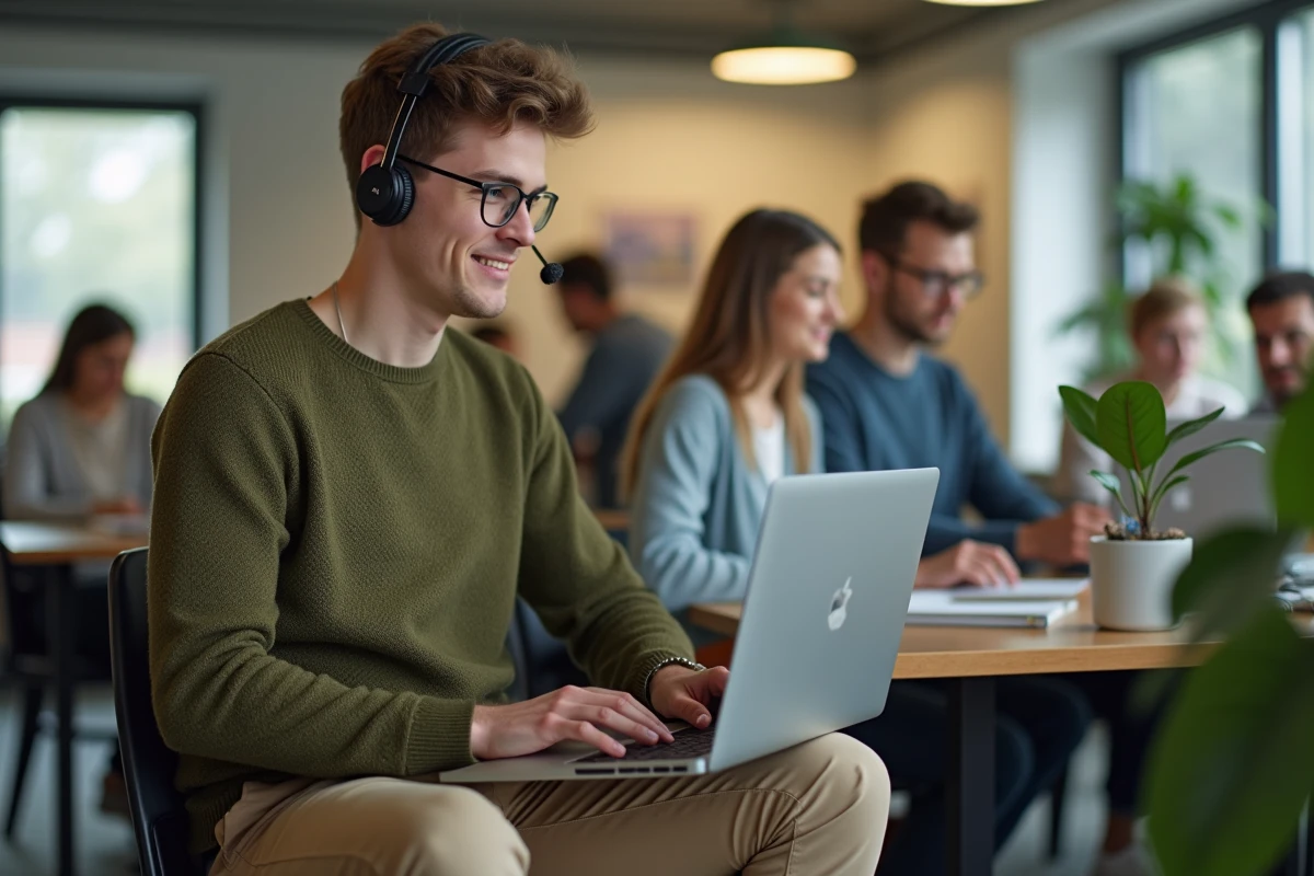 Jeune homme en groupe d